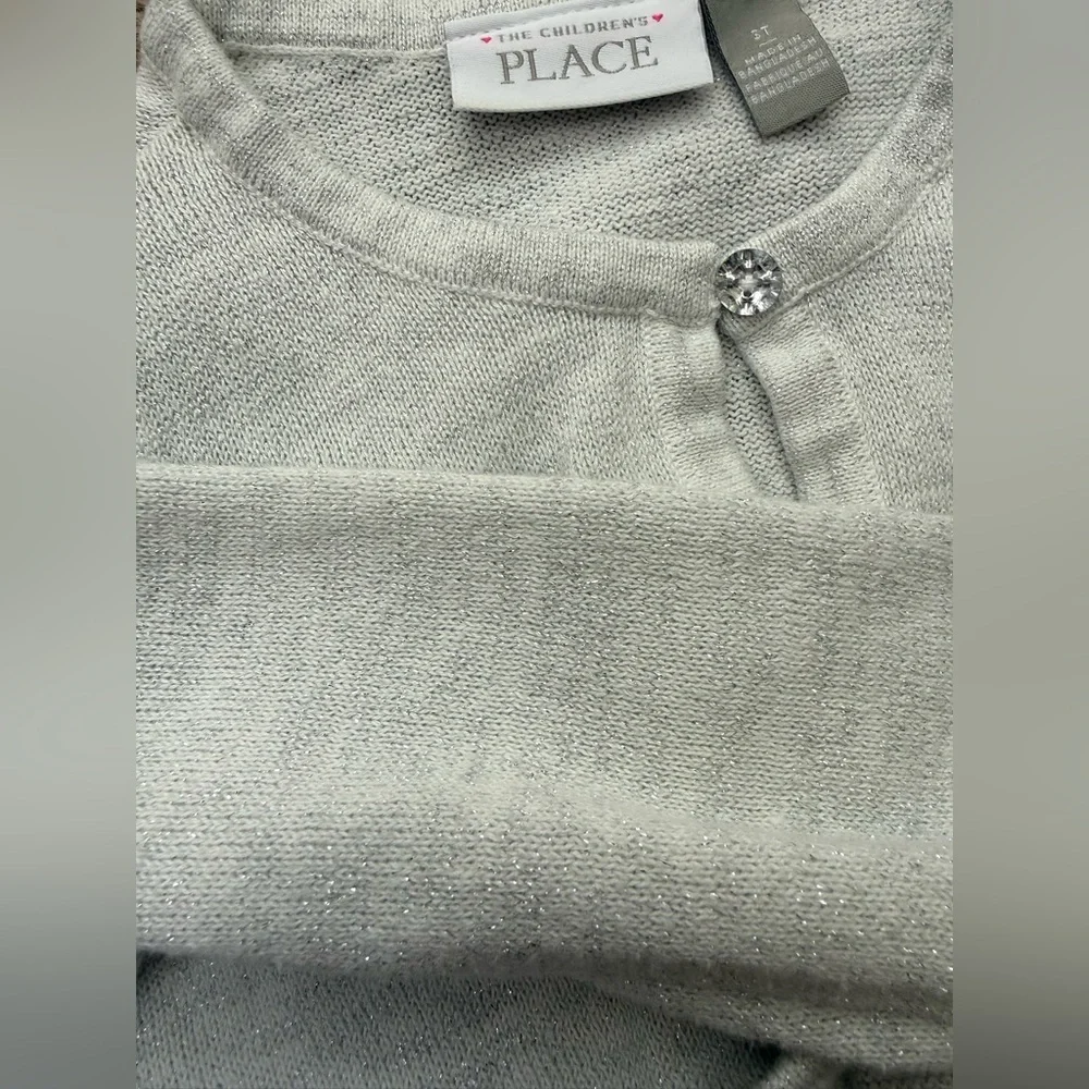 The Children’s Place Ivory w/Silver Shimmer Bolero Cardigan | 3T